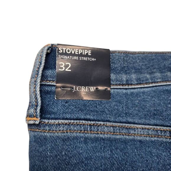 J. Crew Stovepipe Signature Jeans Women's 32 Blue Denim Frayed Zip Fly Stretch - Picture 6 of 7